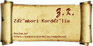 Zámbori Kordélia névjegykártya